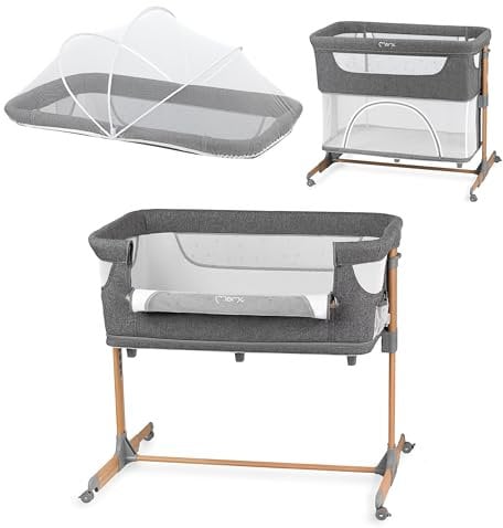 Momi SMART Bed 4-in-1 Kinderbeistellbetten bis 15 kg, Beistellbett für Babys mit Matratze, Höhenverstellbar