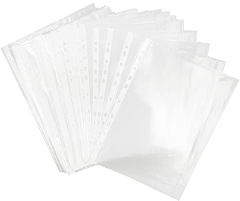 100 x Prospekthüllen DIN A4 Plastikhülle Klarsichthülle Klarsichtfolie PP-Folie farblos transparent matt gelocht zum Schutz von Papier Dokumente für Hefter Ordner