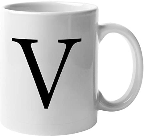 DigiPrint Graphics Alphabet Mug Letter V | Funny Coffee Cup | Novelty Tea Mug Gift | White, Present, Quality Printed (MUG061)
