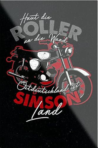 Magnet ''Haut die Roller an die Wand Simson Land'' 9x6cm Kühlschrankmagnet Lustige Sprüche Feier Vintage Retro Geburtstag Deko Party Überraschung Fan Mechaniker Auto Motorrad Werkstatt