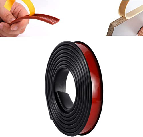 TPE Selbstklebend Kantenumleimer, Furniture Veneer Edge Tape Edging, Kantenschutzprofil, Kein Erhitzen erforderlich, für Möbelbauplatten und Regalbretter Restaurierung (25mm 3M,Schwarz)