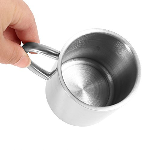 Taza de Acero Inoxidable, 220ml Tazas de Viaje para Acampar, Tazas de Café de Acero Inoxidable, Taza de Pared Doble de Acero Inoxidable portátil para Estudiantes, para Bebidas Calientes, Café, Leche