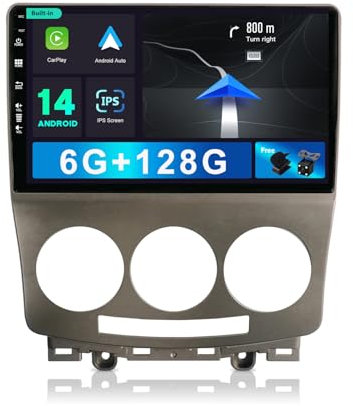 JOYX - [6G+128G] - Android 12 Autoradio Passt für Mazda 5 (2005-2010) - Eingebaut DSP/Carplay/Android Auto - LED Kamera MIC KOSTENLOS - 9 Zoll 2 Din -Unterstützung SWC 4G WiFi DAB Fast-boot 360-Kamera