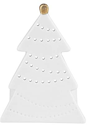 Räder Kerzenhalter Tanne 6,5x5,5x9cm, Weiß, Gold, Porzellan, Weihnachten