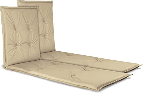 normani 2 Aulfagen Gartenliegen Sonnenliegen Auflage - 2er Set Strandliege Polsterauflage mit weicher und langlebiger Füllung aus wasserdichtem Material Farbe Beige
