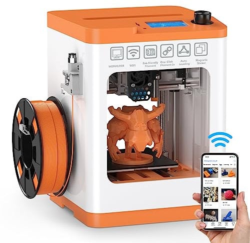 WEEFUN Newest TINA2 S 3D Printer, Ultra Silent Mainboard with WiFi Cloud Printing, Mini Heatable PEI Platform, Auto Bed Leveling DIY 3D Printers with Resume Printing, Fully Open Source