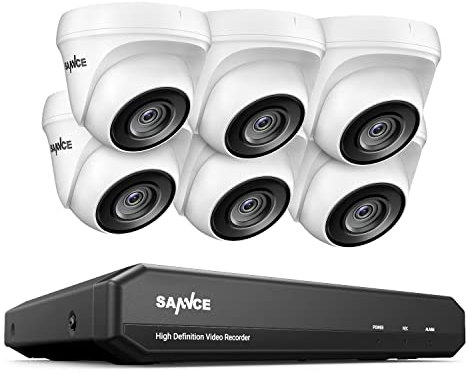 SANNCE Überwachungskamera Aussen Set 8CH 5MP DVR Recorder Videoüberwachung, 6X 2MP Analog Outdoor Kamera, Bewegungserkennung für 24/7 Überwachung, Fernzugriff, 20M IR Nachtsicht(Ohne Festplatte)