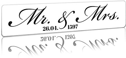 Finest Folia Hochzeitskennzeichen Kennzeichen Aufkleber Hochzeitsauto mit Datum + Namen Brautpaar Wunschname Hochzeit Auto Deko Schild selbst gestalten (09 Mr & Mrs, Kunststoff Kennzeicheneinleger)