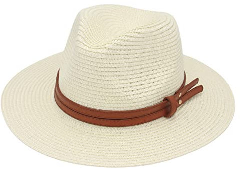 Faringoto 56-58-59-60 cm Natur-Panama-Strohhut in weicher Form für den Sommer, beige, Einheitsgröße