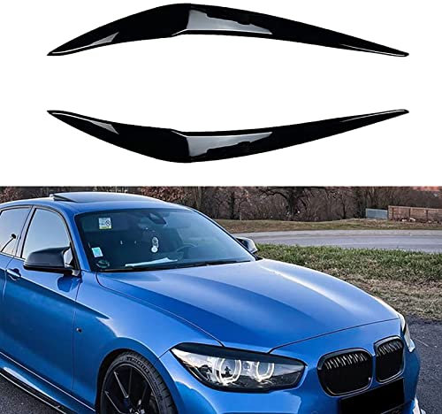 Für BMW 1er F20 F21 2015-2019, Autoscheinwerfer Wimpern Augenbrauen Aufkleber Trim Augenlider Deckel, Scheinwerferblenden Schutz und Dekoration,Gloss Black