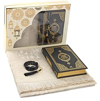 ihvan online, Gebets-Geschenkbox für Hadsch und Umrah, Gebetsteppich, Perlen, Koran mit Deutscher Übersetzung, Deluxe-Set für Ramadan- und Eid-Geschenk