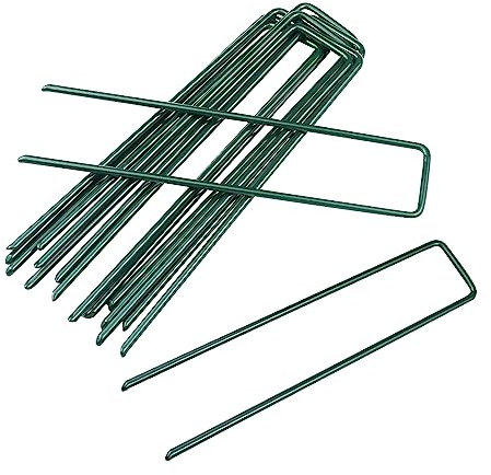 30 Pack de 15 cm U-Garden Clous de Fixation Clous de Sol en Acier Galvanisé pour Tissu de Mauvaises Herbes, Filet, Gazon Artificiel, Tente, Membrane, Vert