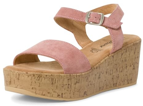 s.Oliver Damen Sandalen mit Absatz mit verstellbarem Riemen aus Leder, Rosa (Rose), 36 EU
