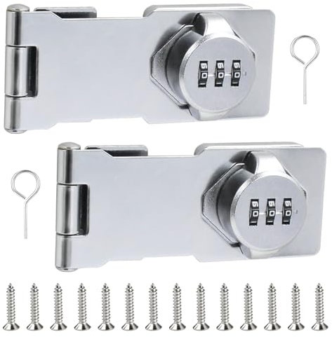 SPORWAY Zahlenschloss Überfalle Schlösser 2 Stück: Sicherheitsüberfalle Schrank Schloss Zahlenschloss mit Zahlencode 4,5in 3 Löcher Hasp Schlösser Zahlenschloss für Spind Gepäck Schränke (Silber)