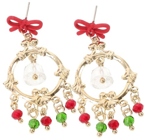 ibasenice 1 Paar Weihnachtsohrringe cute earrings Jingle Bell Ohrhänger Glockenohrringe Medaillons weihnachtsgeschenke Mode-Ohrringe Ohrstecker Mädchen die Klingel Kranz Anhänger