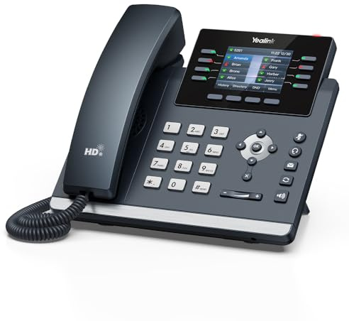 Yealink SIP-T44W – 1301213 - WI-Fi IP Phone - 12 VoIP Accounts. 2.8-Inch Color Display. Dual-Port Gigabit Ethernet, PoE, Power Adapter Not Included