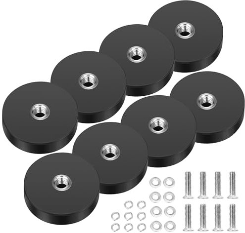 Wukong Gummiert Magnete Ø22mm, 8 Stück Stark Magnete Anti-Rutsch Mit M4 Flacher Faden, Magnete mit Gewinde für Fahrzeuge, Lampen, Befestigen von Werkzeugen