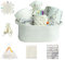 CREVENT Baby-Willkommens-Geschenkset, Aufbewahrungskorb mit 2 Decken, einem Schmusetuch, einem Labeltuch und einem Geschenkbeutel mit Schleife, Elfenbeinfarbe