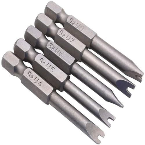 5 Stück Schraubendreher Bits U Typ U4/U5/U6/U7/U8 Form Schraubendreher 50 mm Länge S2 1/4 Sechskantschaft Legierter Stahl Spezial Bit Set mit Magnatischer