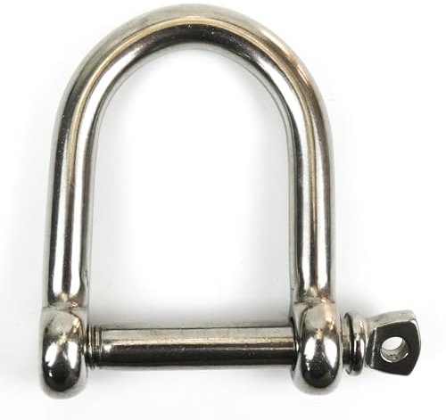 DAUMLINK® 2 grillete ancho en D de acero inoxidable A4/Aisi 316 (2 unidades) para conectar cadenas o tampones a ojales (10 mm)
