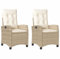 KOIECETA Gartensessel mit Kissen 2 STK. Verstellbar Beige Poly Rattan