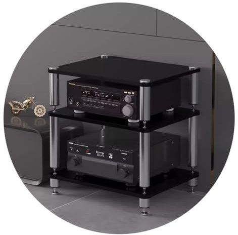 Rack Av-Regal, 3-Stufiger Tv-Ständer, Multifunktionale MDF-Regale Für Av-Verstärker/Plattenspieler/Sky-Box, Tv-Ständer, Rack-Ständer, Schrank