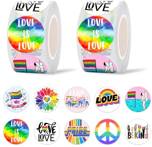 GTOTd LGBTQ Pride Sticker Aufkleber (1000 Stück) Rainbow Regenbogen Gifts Merch für LGBTQ,Labels Gift Pack Wrap, Geschenke Deko für Laptop Wasserflasche