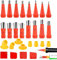 28 Stück Edelstahl Dichtungsdüse, Gummidüse Werkzeug Kit,Integriertes Gummidüsen, Transparent Silikontüllen, für Badezimmer, Küchen, Türen und Fenster, Rahmendichtungen
