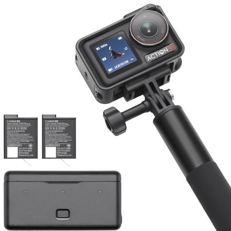 DJI Combo Osmo Action 5 Pro Adventure 4K Action Camera with 1/3.2cm Sensor, 12h Extended Battery Life with 3 Batteries, Stabilization, Dual OLED Touchscreens, Mini Camera