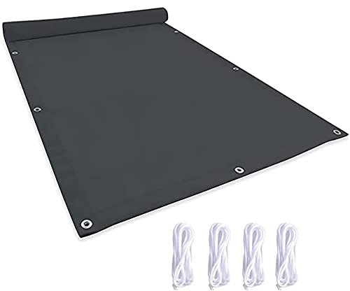 Tenda parasole impermeabile, 1,6 x 2,2 m, colore grigio scuro, tenda da sole per giardino, patio, feste, blocco UV in poliestere con corde