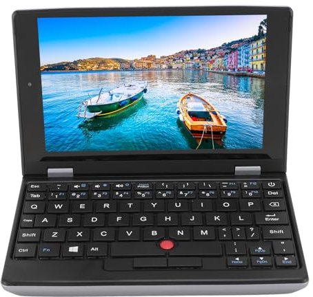 Plyisty Tragbarer Laptop, Computer mit 7-Zoll-Touchscreen-Display, 12 GB DDR4 und 256 GB Festplatte, mit 2 MP HD-Webcam, Dualband 2,4 G, 5 G WLAN, Effiziente Lüfterkühlung (EU-Stecker)