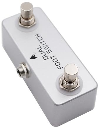 Btuty Dual Footswitch Amp Channel Footswitch Locking Function Aluminum Alloy 6.35mm Stereo Output Latching Foot Switch Pedal for Amplifiers Effects Pedals Drum Machines