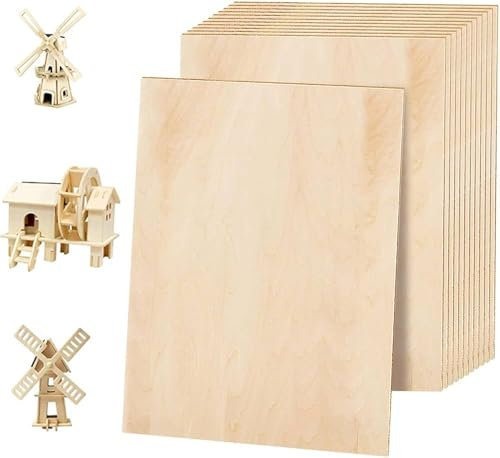 Pannelli di Legno di Betulla 4mm, 10 Fogli A4, 300 x 210 x 4mm, Compensato Multistrato per Taglio Laser, Pirografia, Decorazione