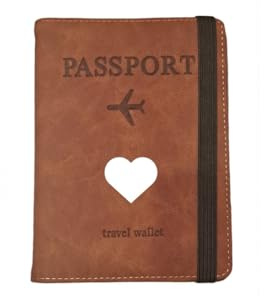Portefeuille Passeport Personnalisable, Organisateur de Voyage avec Blocage RFID, Porte-Passeport pour Cartes de Crédit, Cartes d'Identité, Billets d'Avion, Documents de Voyage (Marron foncé)