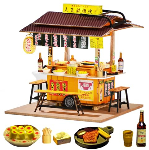 TOPBSFARNY DIY Miniatur- und Möbel-Puppenhaus-Kit, japanisches Miniatur-Puppenhaus-Set mit LED-Licht, kreative Raumidee für Valentinstag, Geburtstagsgeschenk (ohne Staubschutz)