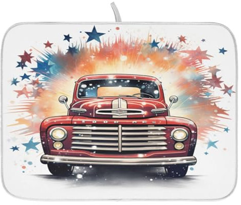 Abtropfmatte für Küche, Theke, Amerika, LKW, blau, saugfähig, Kaffeetasse, rutschfest, Küchenzubehör, 40 x 45 cm