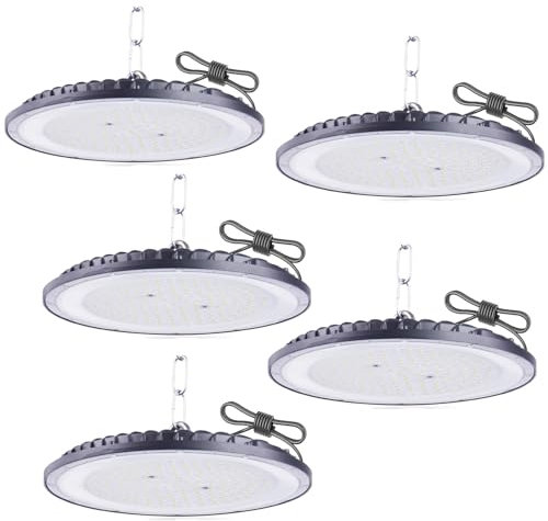 JBdusn Faretto LED UFO 300W, 5pcs LED High Bay Light Hall Proiettore Officina Lampada Illuminazione magazzino, Lampada Interni Industriale per Stadio coperto