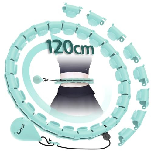 JLoibao Smart Hula Hoop - Aro para adultos para adelgazar, 24 niveles (74-120 cm), con bola de peso, ajustable, equipo de adelgazamiento silencioso, para principiantes y niños