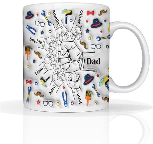 Star Online Personalised Gift for Dad Mug Fathers Day Custom Photo 11oz Ceramic Coffee Cup Best Dada Ever Daddy Birthday Presents Dishwasher Safe (Dad Fist Bump)