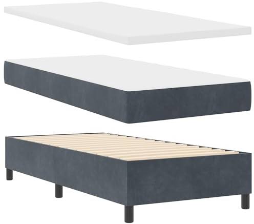 vidaXL Boxspringbett mit Kopfteil Dunkelgrau 200 x 80 cm Samt