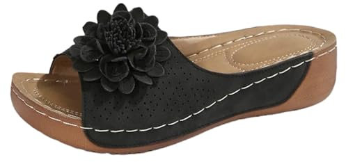 HOOUDO Sandali Bianchi Donna,Sandali Tacco Largo,Scarpe Sposa,Scarpe Con Tacco,Sandalo Gioiello Cerimonia,Zeppe Estiva,Ciabatte Estive Ortopediche,Ciabatte Estive