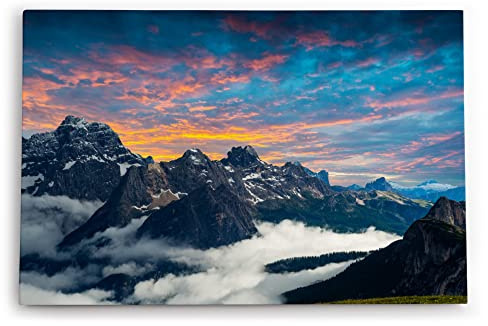 Paul Sinus Wandbild 60x40cm Dekorative Kunst Drei Zinnen Dolomiten Südtirol Berge Alpen Sonnenuntergang