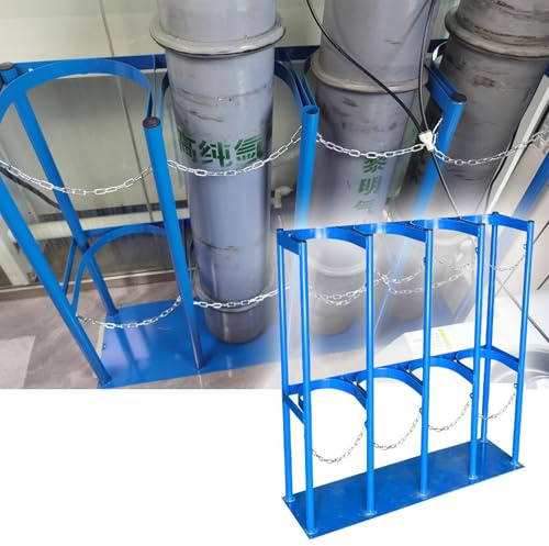 Trolley Gas Cylinder Bracket, Cylinder Tank Holder Heavy-Duty Cylinder Gas Tank Holder 40L, Large Steel Oxygen Bottle Storage Rack with Safe Chain, Commercial Welding Cylinders Bracket for Hospital