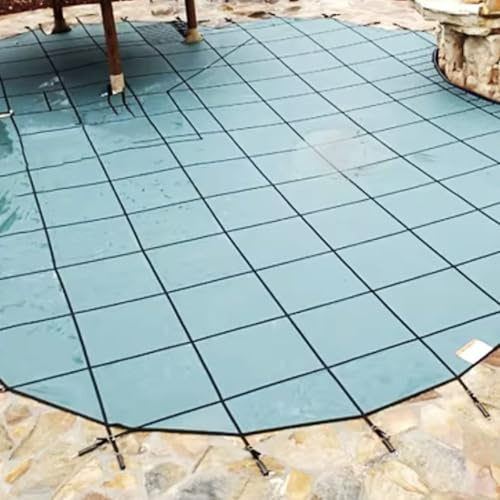 RENLXFI Bâche de Piscine Bâche De Piscine Ronde sur Mesure, Bâche De Sécurité pour Piscine, Filet Solide, Bâche Pliable pour Piscines, Filet Anti-Feuilles(Green,Dia 8m/26.2ft)