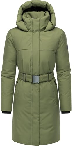 Navahoo Damen Wintermantel warmer Parka mit Gürtel und gefütterter Kapuze Gipfelspass XIV XS-5XL