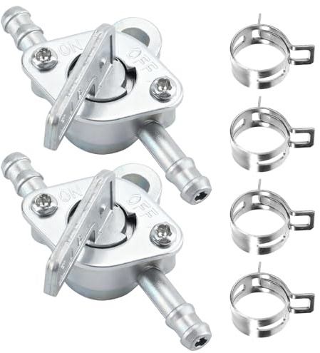 2PCs Fuel Tap Switch 6mm,Inline Tank Shut Off Valve | Aluminium Fuel Petcock Valve, Motorcycle Gas Tap Switch, Universal Tank Valves for 50cc to 150cc Pit Dirt Quad Motorcycle