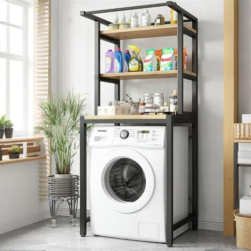 OAKVYNE Étagère Machine À Laver À Tambour, Étagère Utilitaire sur Pied pour Machine À Laver, Organiseur De Rangement pour Buanderie, Gain De Place dans La Buanderie(145cm/57in)