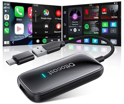 OTTOCAST Play2video Ultra 2026, Kabelloser CarPlay & Android Auto Adapter mit App Hub & YouTube, Plug & Play 5G-Chip, 4GB+32GB, WiFi 6, All-in-1 Adapter für Autos mit Kabelgebundenem CarPlay ab 2016