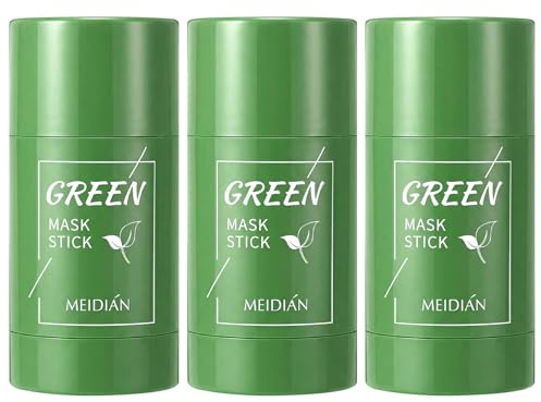 3 Stück Green Mask Stick, Green Tea Mask Stick Mitesserentferner | Tiefenreinigung & Porenreiniger, Moisturizer Oil Control - Solid Clay Maske Hautpflege Purifying für alle Hauttypen