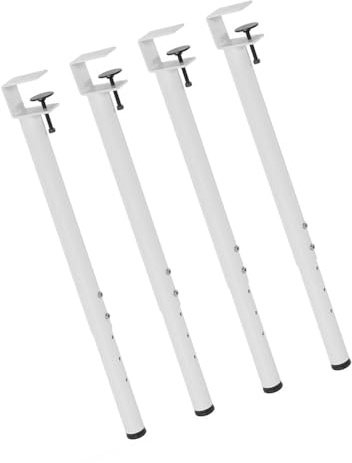 GSKFXJ 60-95cm Pieds De Table À Pince Réglables, 4 Pièces Pieds De Bureau en Métal pour Meubles, Pieds De Support Télescopiques sans Perçage pour Bureau(White)